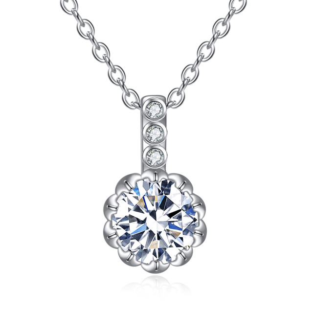 Collar Colgante Loto Plata de Ley 1.5CT Moissanite-1