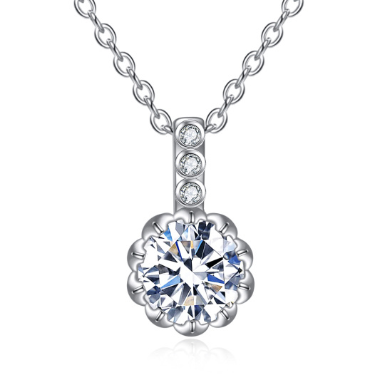 Colar de prata esterlina com pingente de lótus Moissanite 1CT