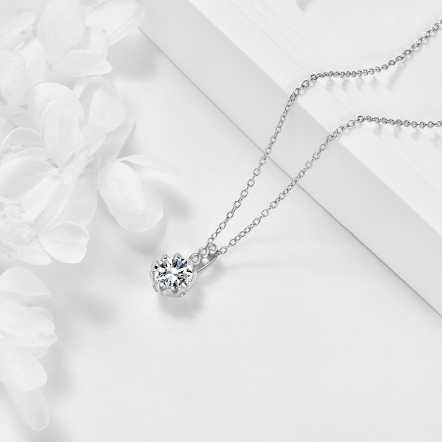 Colar de prata esterlina com pingente de lótus Moissanite 1CT-4