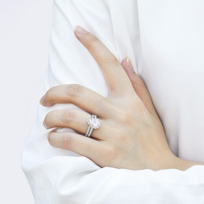 Sterling Silver 2 CT Pear Cut Moissanite Bridal Set-2