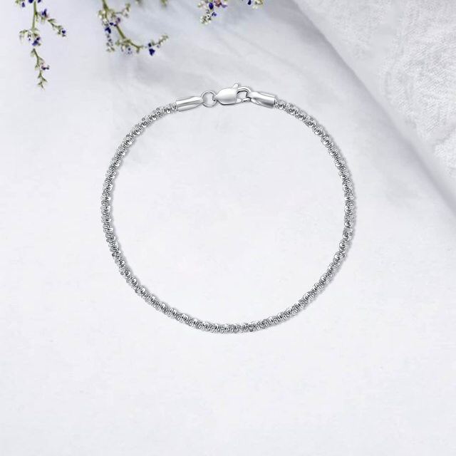 Sterling Silver 2mm Cauliflower Chain Bracelet-6