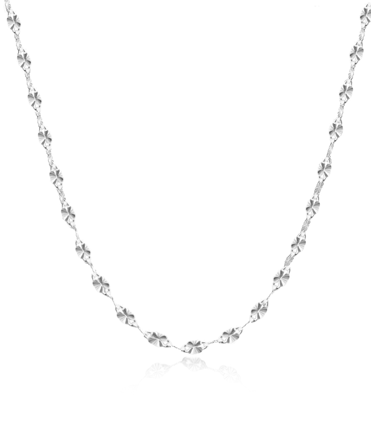 Sterling Silver 2mm Lip Chain Sunflower Chain Necklace-1