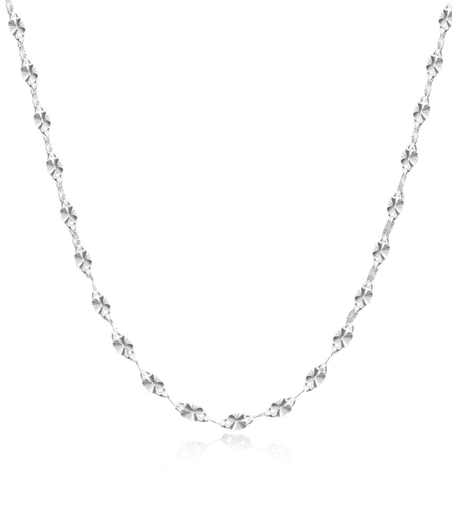 Sterling Silver 2mm Lip Chain Sunflower Chain Necklace-1