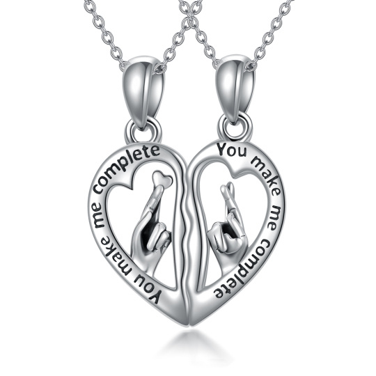 Sterling Silver Heart Engraved Couples Keepsake Necklace for Women