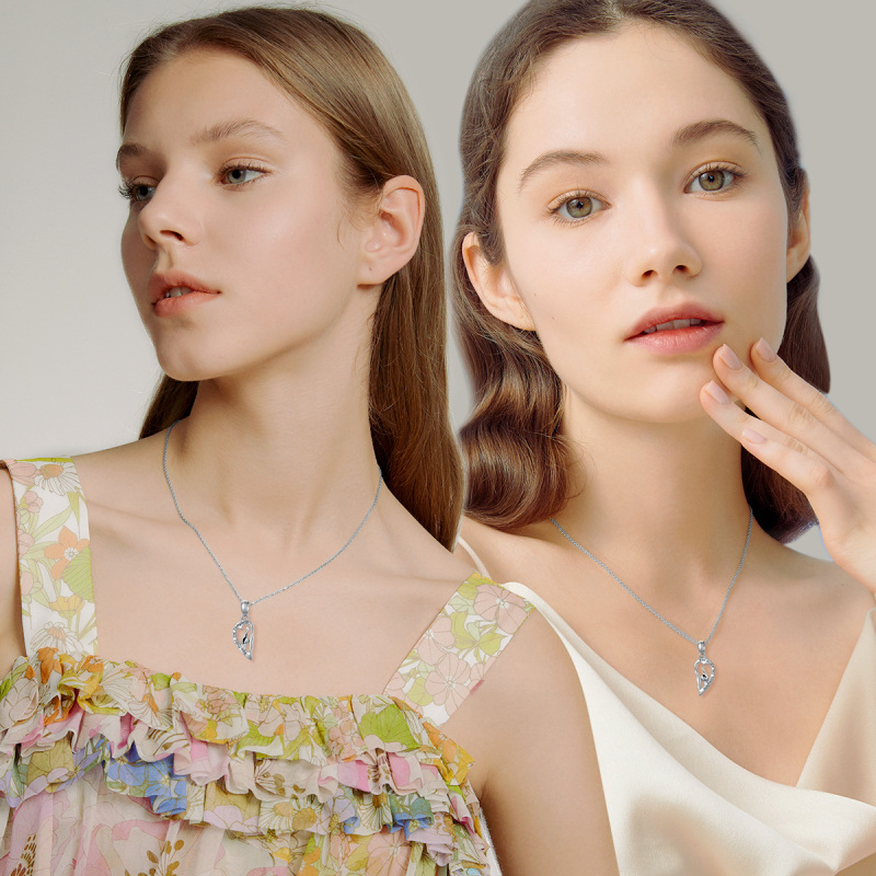 Sterling Silver Heart Engraved Couples Keepsake Necklace for Women-2