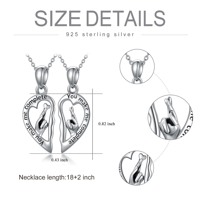 Sterling Silver Heart Engraved Couples Keepsake Necklace for Women-4