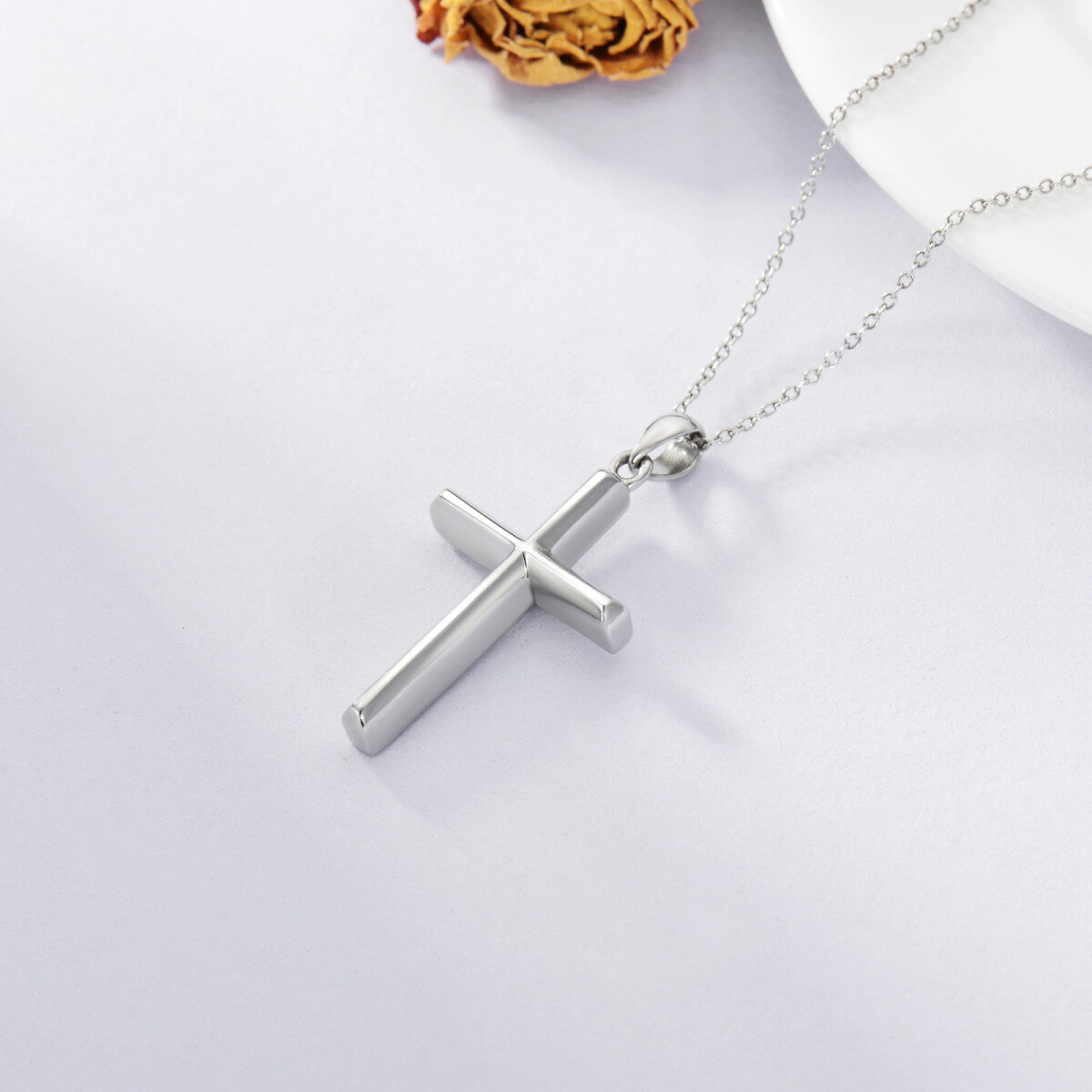 Sterling Silver 3D Angular Cross Urn Necklace for Ashes-5