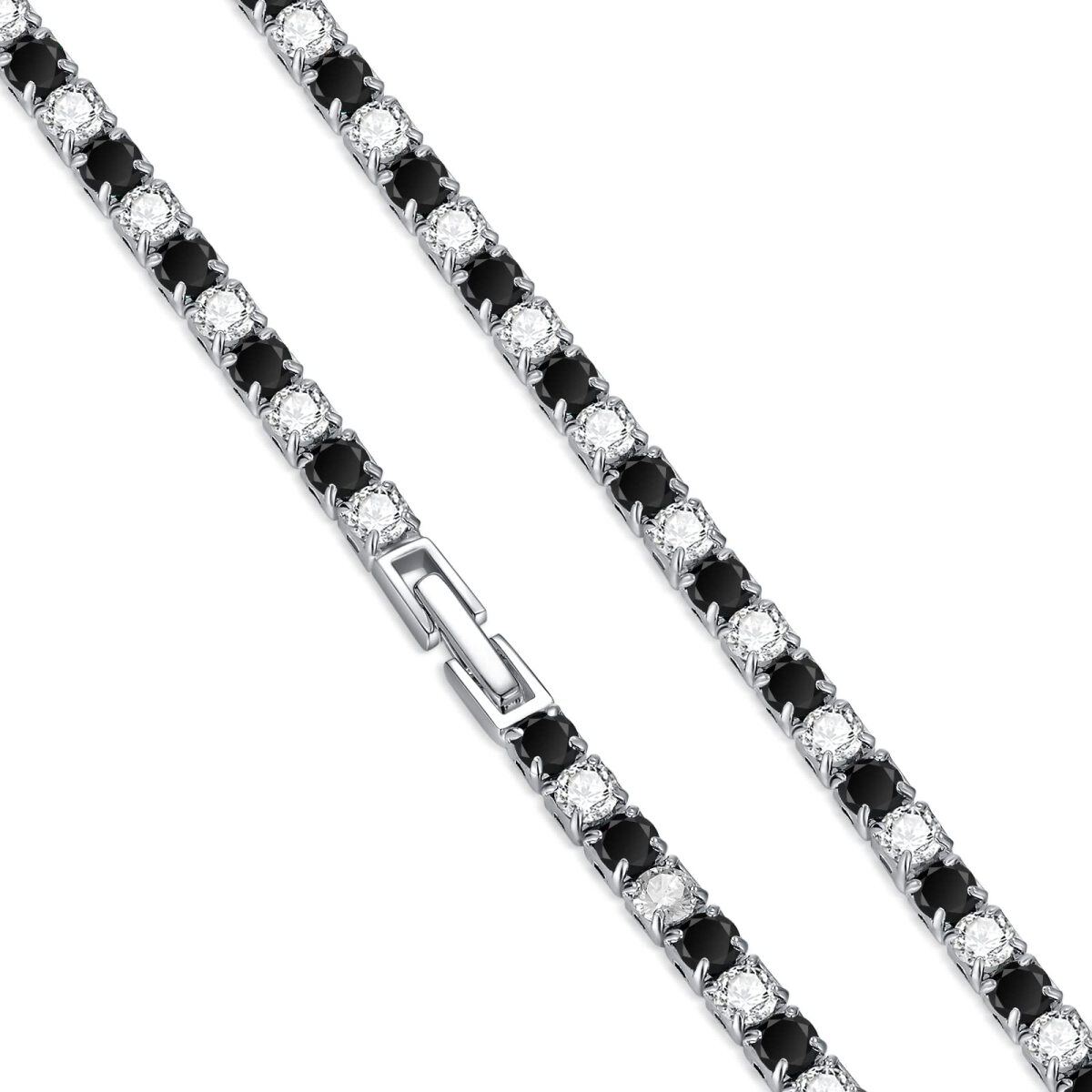 Collana con catena da tennis in argento sterling a forma di cerchio con zirconi da 3 mm-5