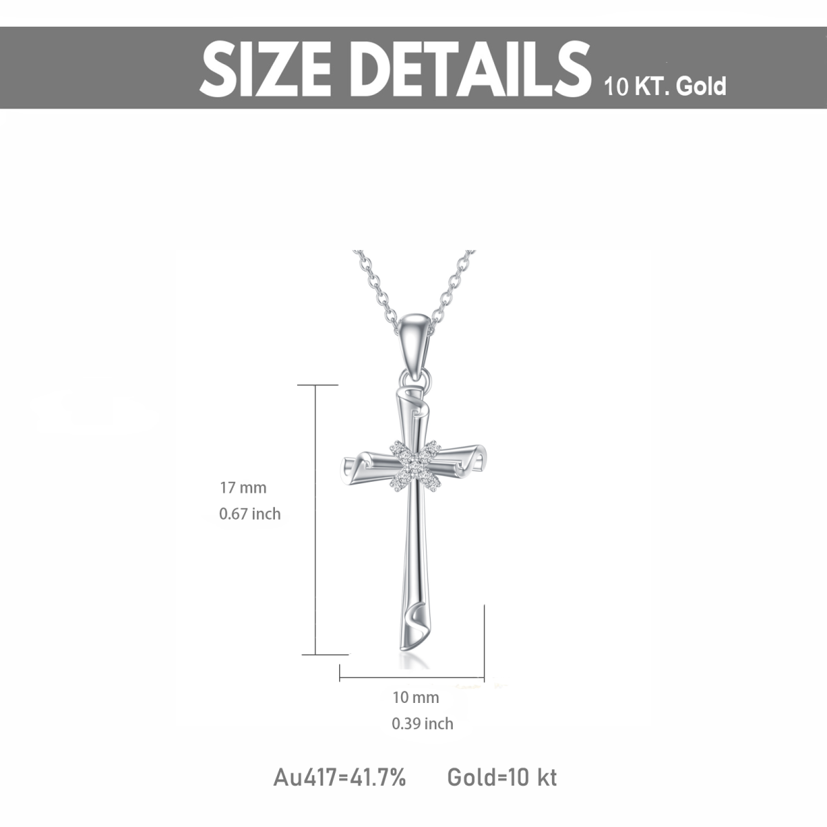 Colar de prata esterlina com pingente de cruz de zircão da Áustria de grau 5A-6