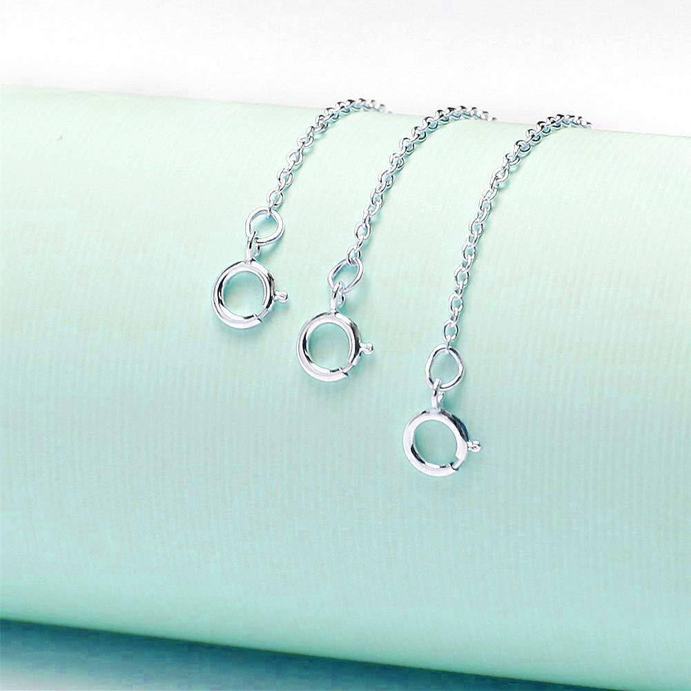 Sterling Silver 1.5mm Extension Set 2 4 6 Inches Extender Chain for Necklace Bracelet-2