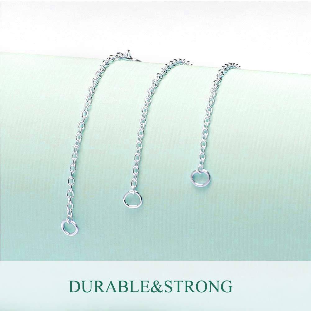 Sterling Silver 1.5mm Extension Set 2 4 6 Inches Extender Chain for Necklace Bracelet-3