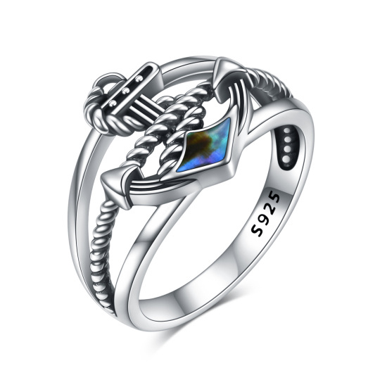 Anello con ancora in argento Sterling Abalone Shellfish