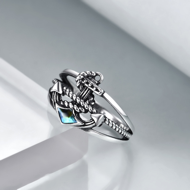 Bague en argent sterling Abalone Shellfish Anchor-3