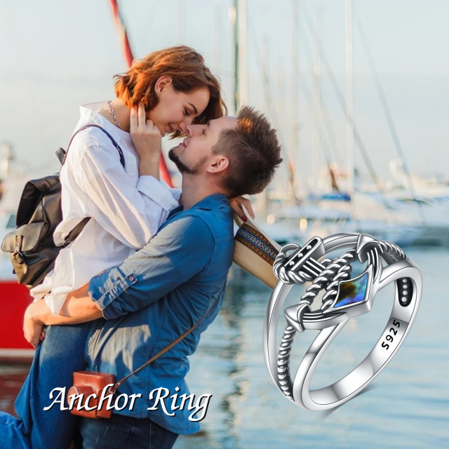 Bague en argent sterling Abalone Shellfish Anchor-6