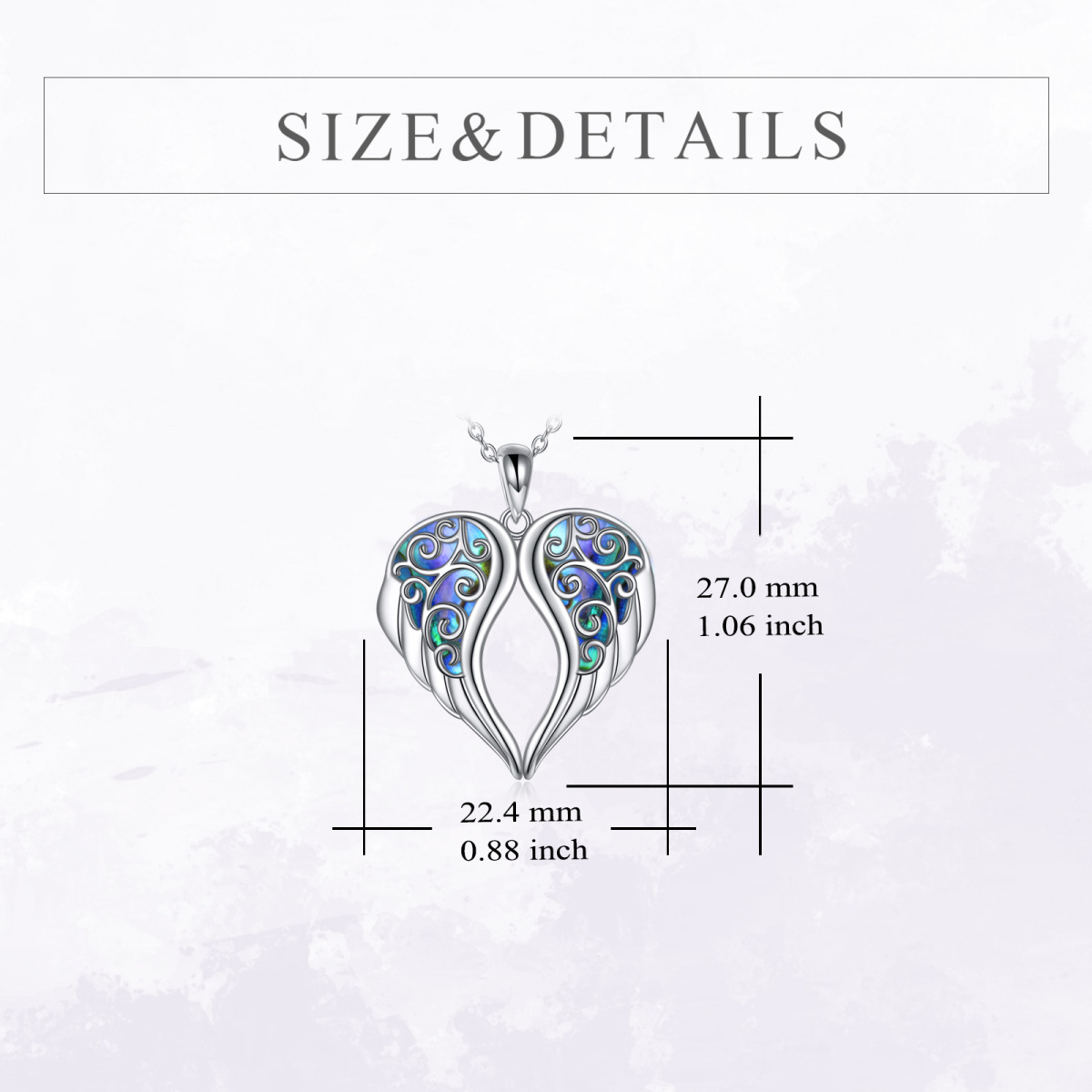 Sterling Silver Abalone Shellfish Angel Wing Pendant Necklace-5