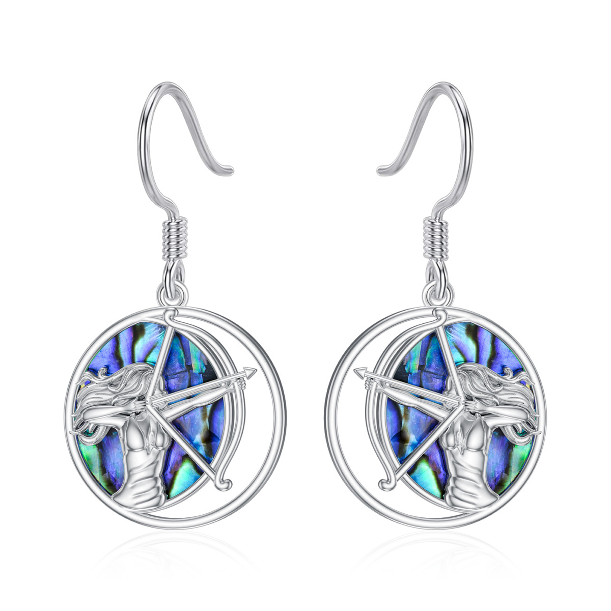 Sterling Silver Abalone Shellfish Arrow Drop Earrings-1