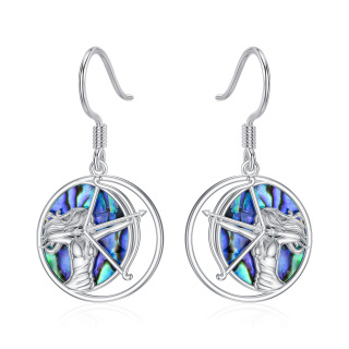 Sterling Silver Abalone Shellfish Arrow Drop Earrings-2