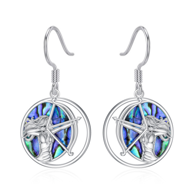 Sterling Silver Abalone Shellfish Arrow Drop Earrings-1