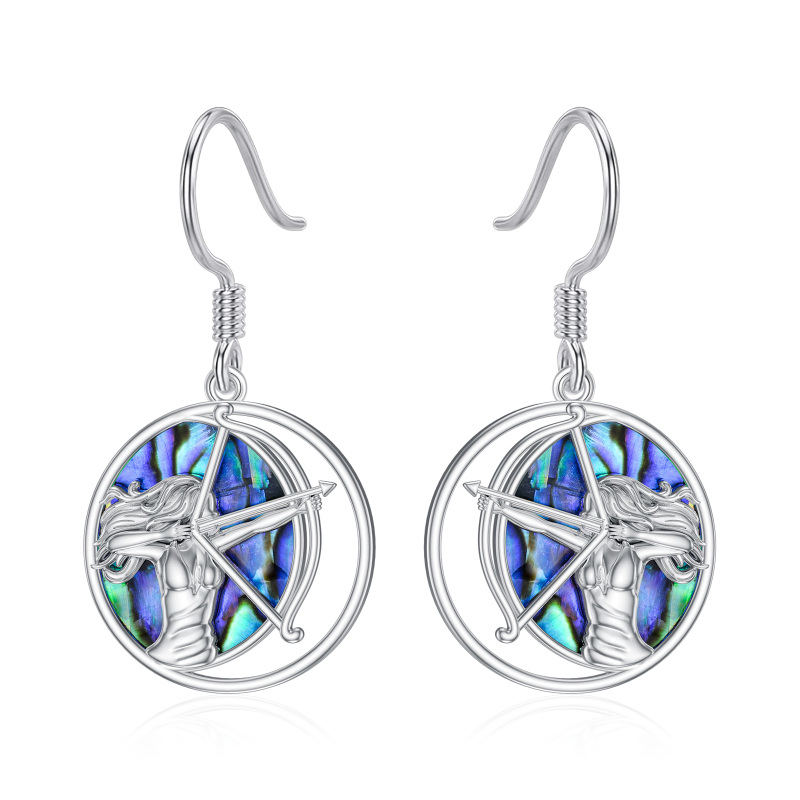 Sterling Silver Abalone Shellfish Arrow Drop Earrings