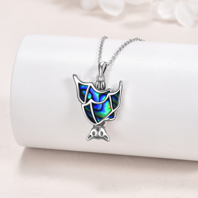 Collar de plata de ley Abalone Shellfish Bat Pendant-3