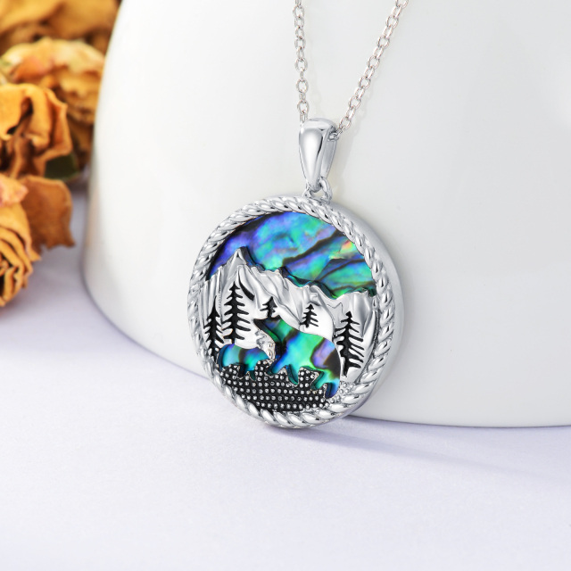 Collana con ciondolo montagne abalone con crostacei e montagne in argento sterling-3