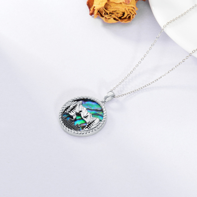 Collier en argent sterling avec pendentif ours et montagnes en coquillage abalone-4