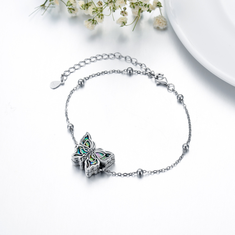 Pulseira de prata esterlina para urna de cinzas com nó celta e borboleta de molusco de ped-3