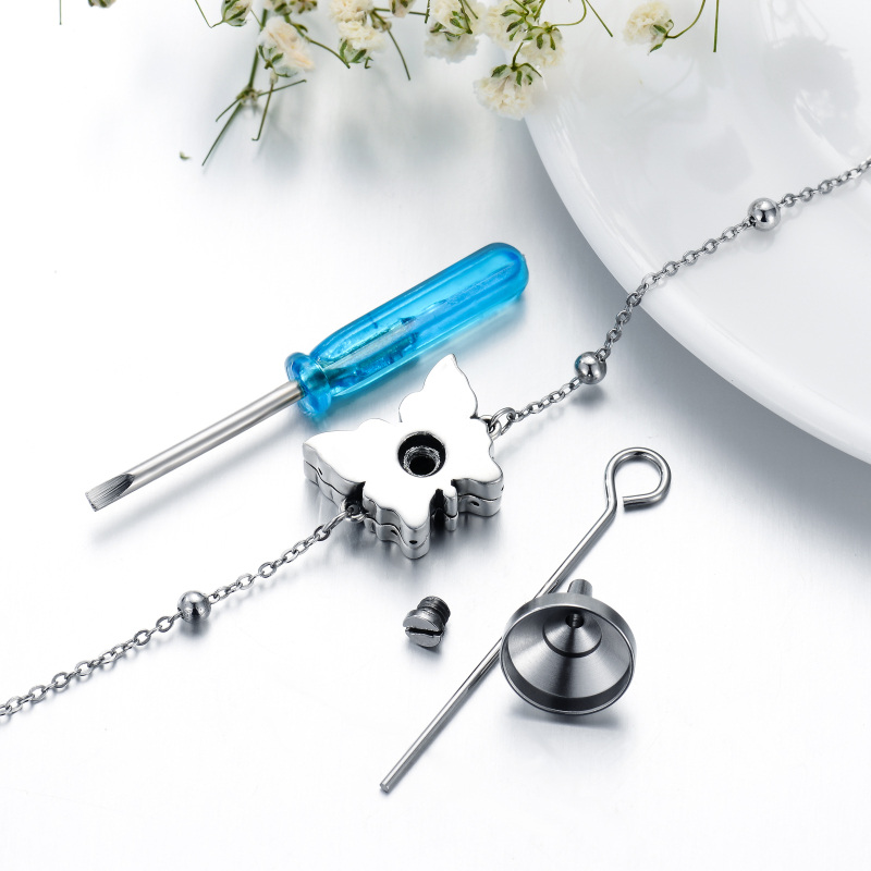 Pulseira de prata esterlina para urna de cinzas com nó celta e borboleta de molusco de ped-4