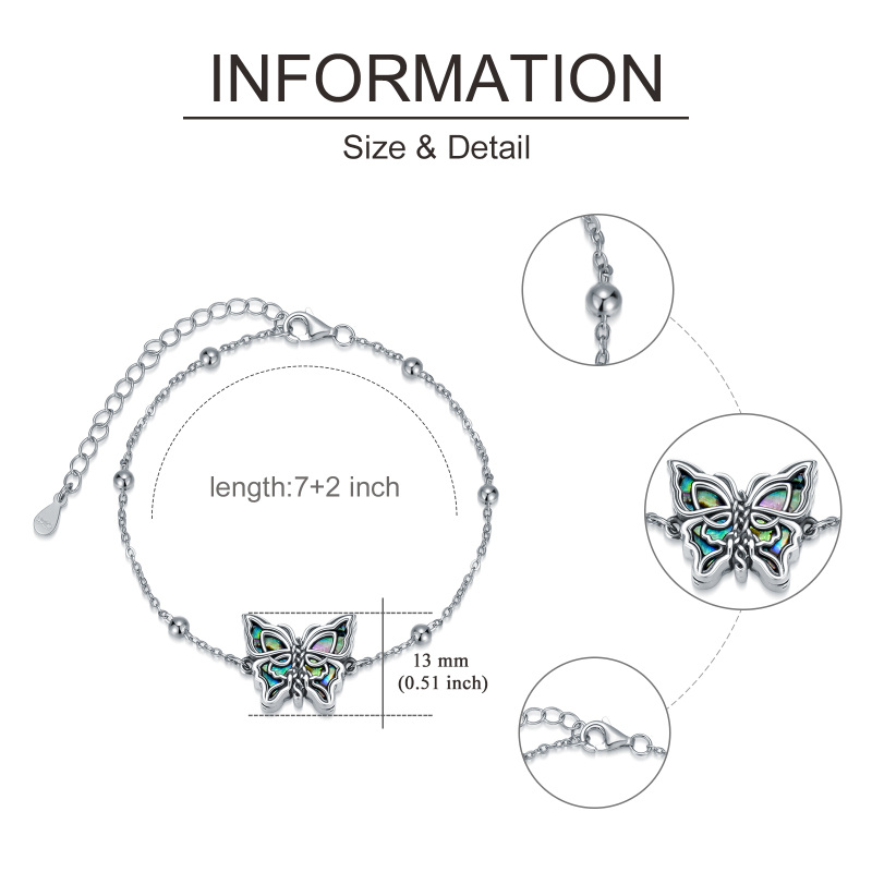 Pulseira de prata esterlina para urna de cinzas com nó celta e borboleta de molusco de ped-5