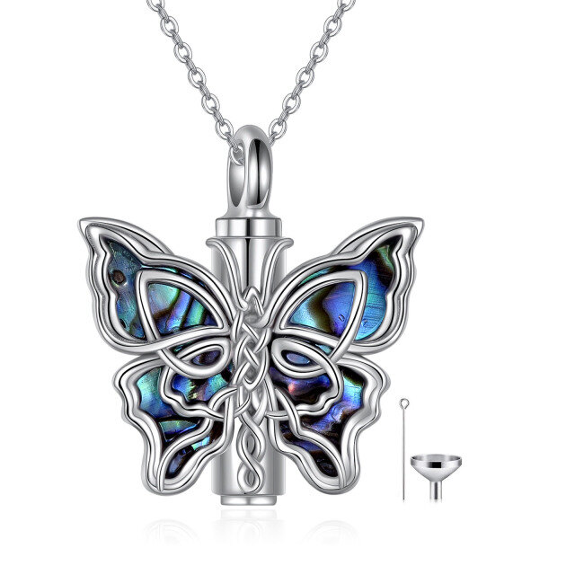 Collar de plata de ley Abalone Shellfish Butterfly & Celtic Knot Urn