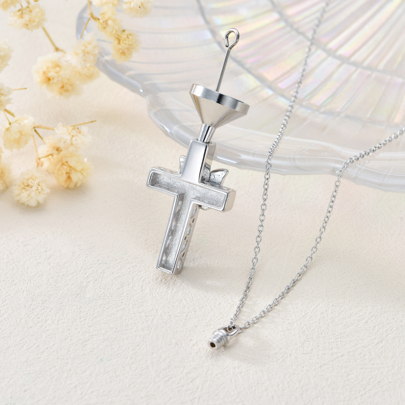 Collana in argento sterling con croce a forma di farfalla e conchiglia di abalone per le ceneri-4