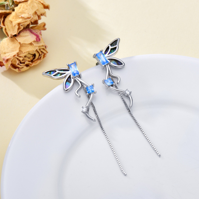 Orecchini pendenti a farfalla in argento sterling con conchiglia Abalone-3