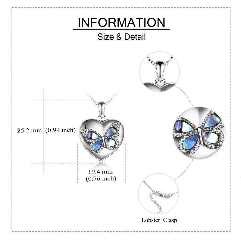 Sterling Silver Butterfly Abalone Shellfish Heart Urn Necklace For Ashes With Engraved Word For Women-6