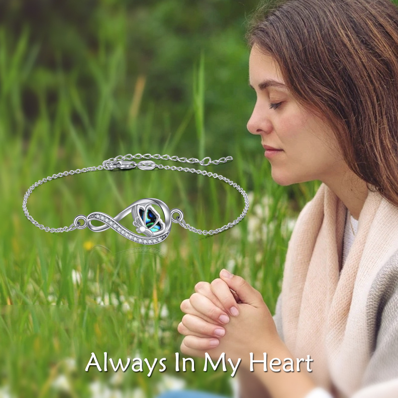 Sterling zilveren Abalone schelpdieren vlinder & oneindigheid symbool Urn armband voor as-3