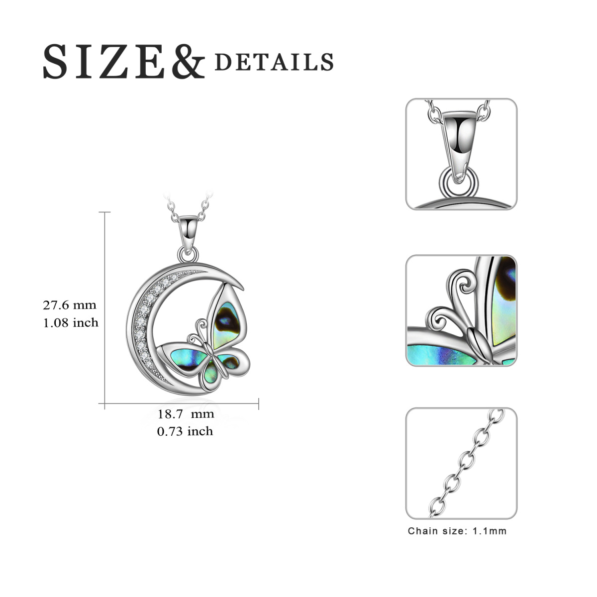 Collier en argent sterling avec pendentif papillon et lune en forme de coquillage abalone-5