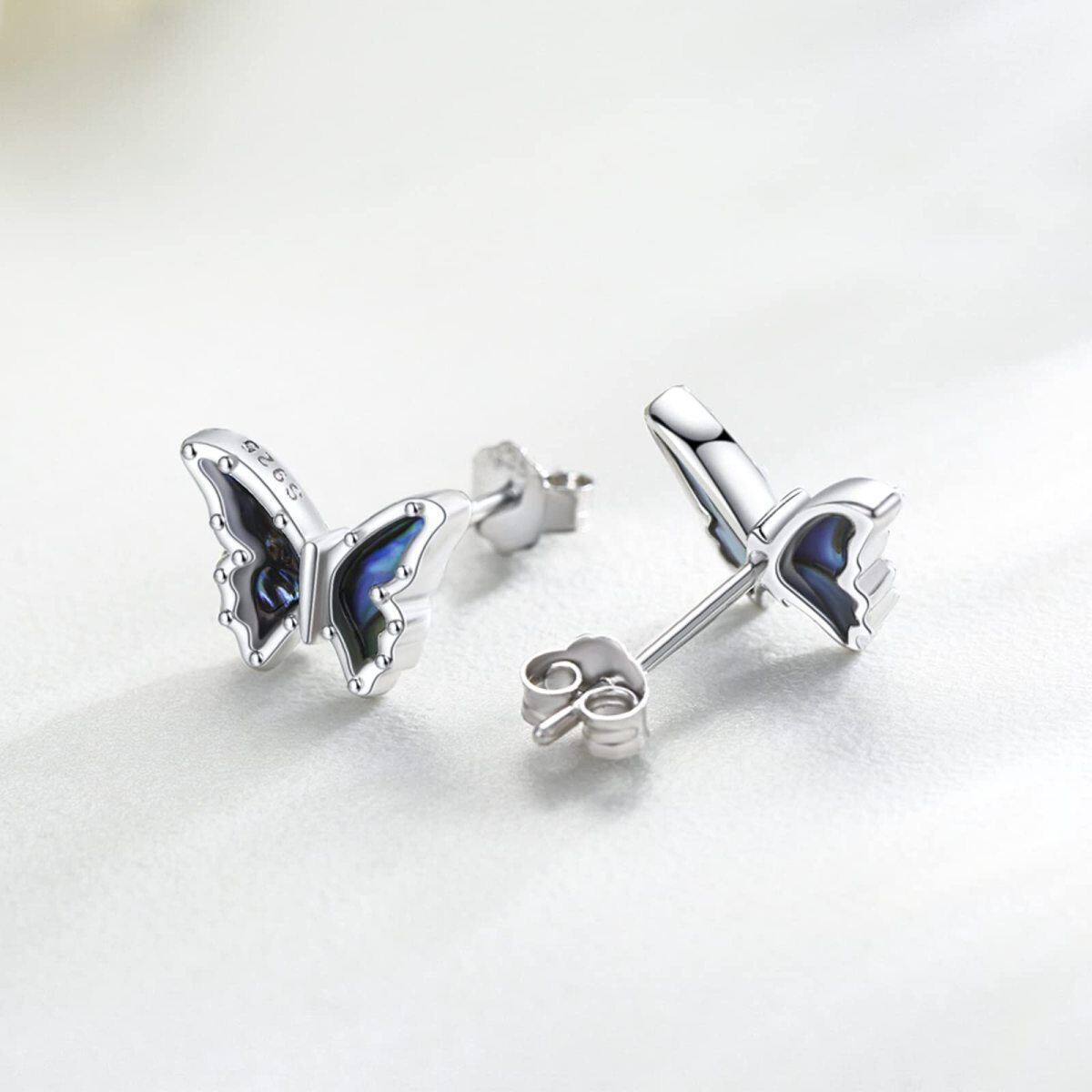 Pendientes Abalón Mariposa Plata de Ley-4