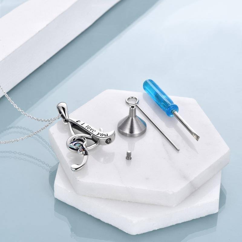 قلادة من الفضة الإسترلينية على شكل فراشة على شكل صدفة أذن البحر لحفظ رمادها مع كلمة محفورة-4