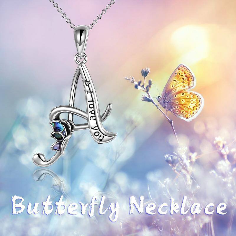 Collier en argent sterling Abalone Shellfish Butterfly Urn avec mot gravé-6
