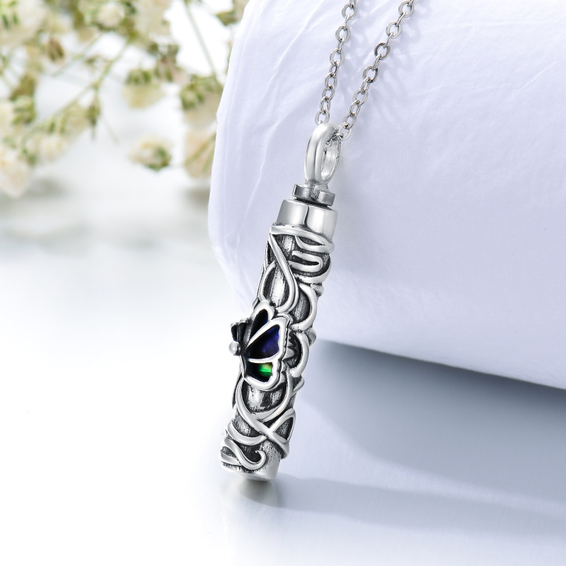 Collana con urna per le ceneri in argento sterling conchiglia abalone e farfalla-3