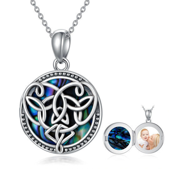 Collana con ciondolo con nodo celtico con foto personalizzata in argento sterling con crostacei abalone e capricorno