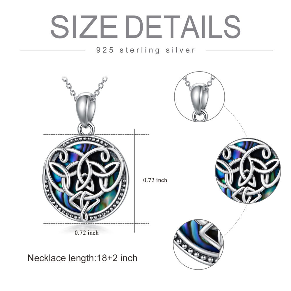 Collar con colgante de nudo celta con foto personalizada de Capricornio de mariscos de abulón de plata de ley-4