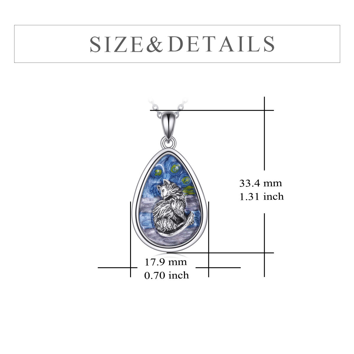 Sterling Silver Abalone Shellfish Cat & Oval Shaped Pendant Necklace-5