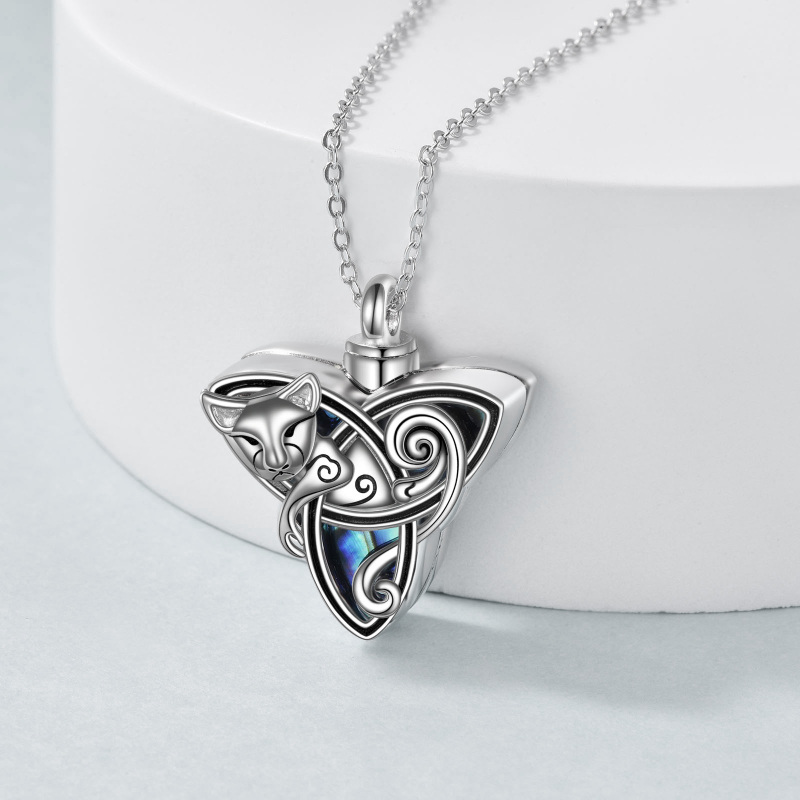 Sterling Silver Abalone Shellfish Cat Urn Necklace for Ashes-3