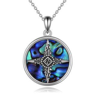 Sterling Silver Abalone Shellfish Celtic Knot & Compass Pendant Necklace-49