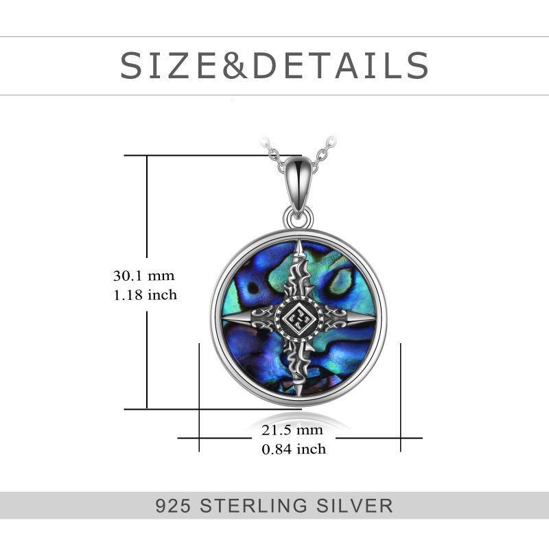 Sterling Silver Abalone Shellfish Celtic Knot & Compass Pendant Necklace-5