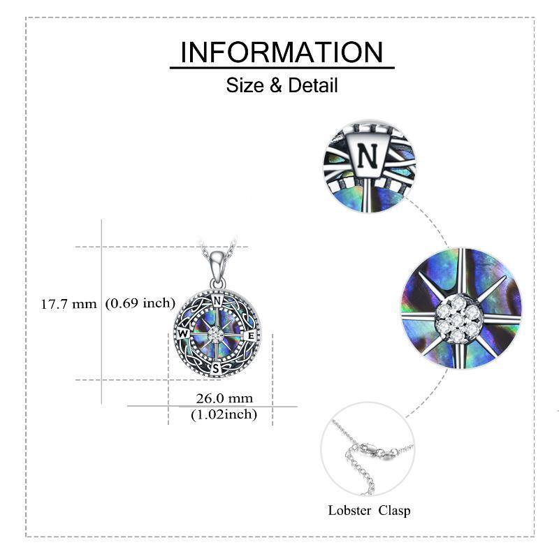 Plata de ley Abalone Shellfish Celtic Knot & Compass Personalized Photo Locket Necklace-6