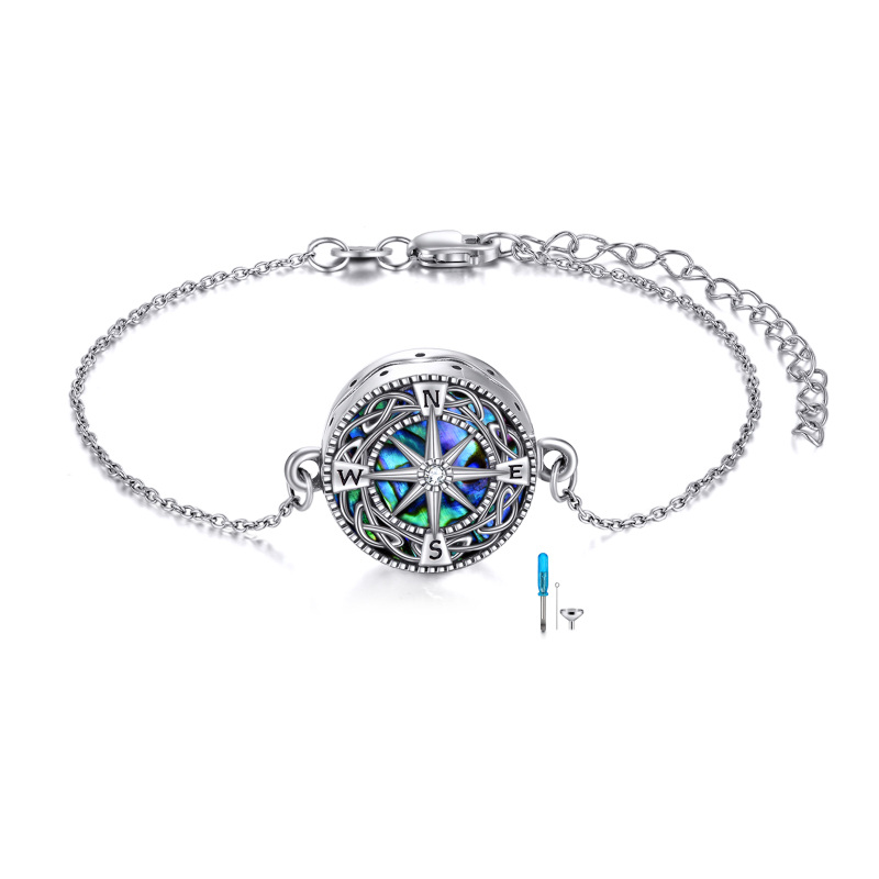 Sterling zilveren Abalone schelpdieren Keltische knoop & kompas Urn armband voor as met ge-17