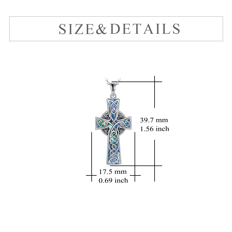 Sterling Silver Abalone Shellfish Tree Of Life With Celtic Knot Cross Pendant Necklace For Women-5