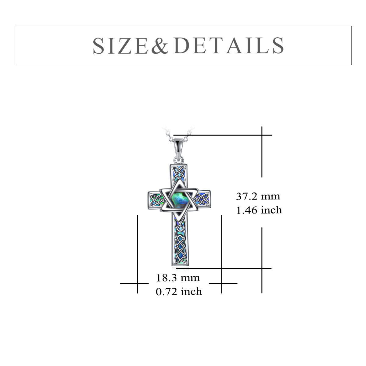 Collier en argent sterling avec pendentif Abalone Shellfish Celtic Knot & Cross & Star Of-5