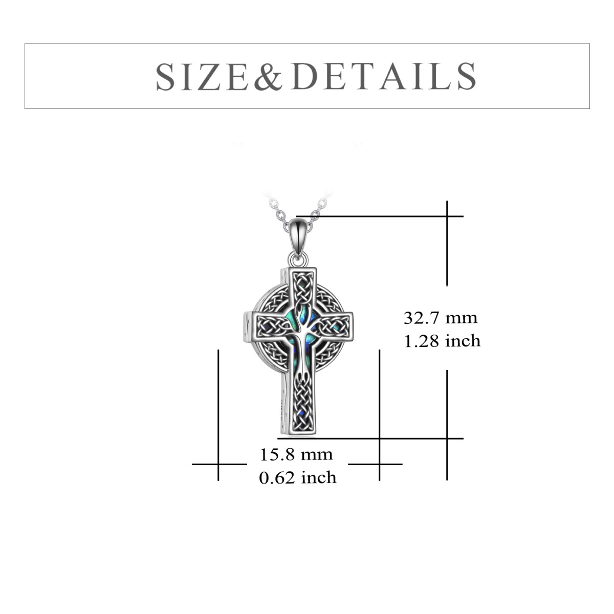 Sterling zilveren Abalone schelpdieren Keltische knoop Cross Tree Of Life Urn ketting voor as-5